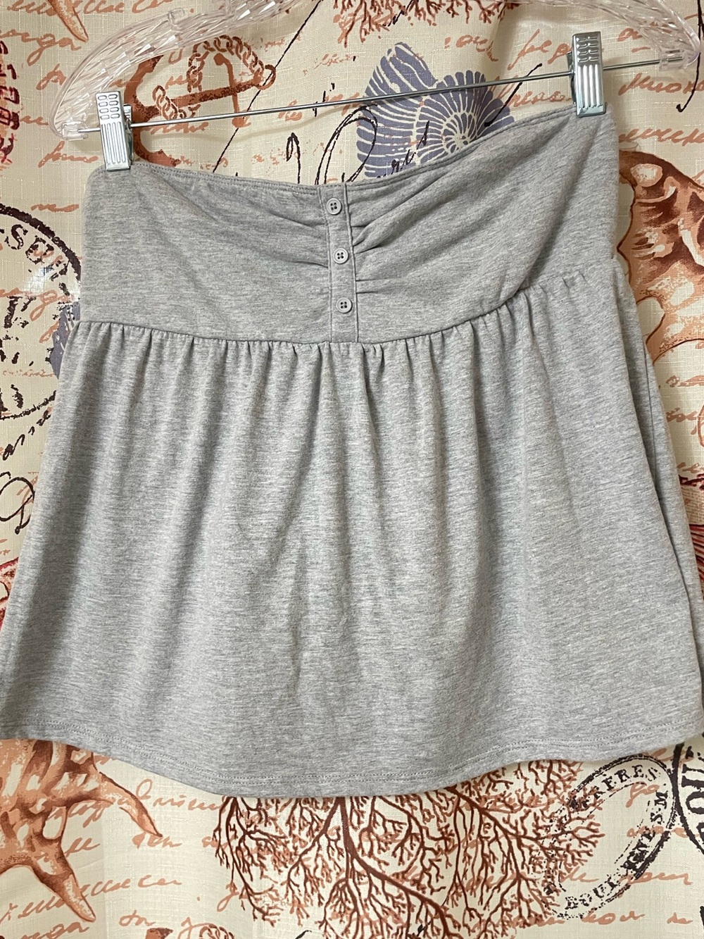 Gray Strapless Tube Top with Button Detail